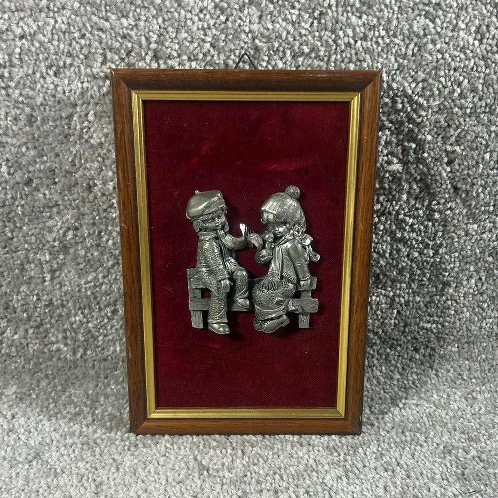 Les Etains du Prince 3D Pewter Wall Art Red‎ Velvet Wood Frame Boy Girl France